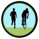 bike passing runner icon